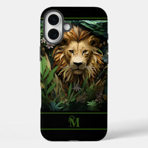 Coques iPhone 16 Plus Lion dans la jungle Monogramed Initial
