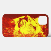 Coques Case-Mate iPhone Lion d'art pop jaune rouge (Verso (horizontal))