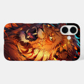 Coques Case-Mate iPhone Lion de feu avec Mane et éléments naturels (Verso (horizontal))