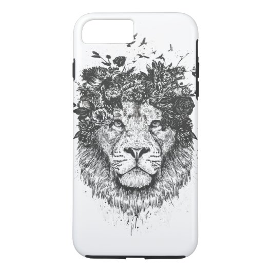 Coques Case-Mate iPhone Lion floral (noir et blanc) (Dos)