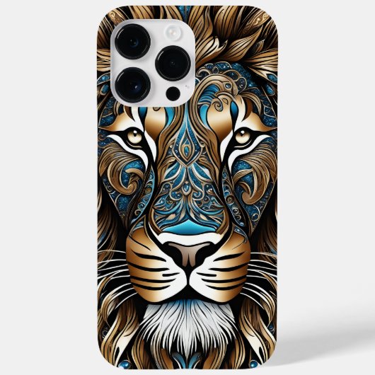 Coques Case-Mate iPhone Lion majestueux aux détails bleus délicats (Verso)