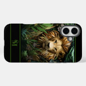Coques Case-Mate iPhone Lion moderne dans la jungle Monogramed Initial (Verso (horizontal))