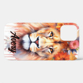 Coques Case-Mate iPhone Lion Pastel Fleurs Safari Aquarelle Savannah Chat (Verso (horizontal))