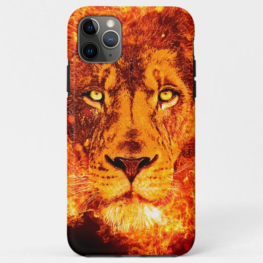 Coques Case-Mate iPhone Lion Visage Flamboyant Rouge Noir Orange (Dos)