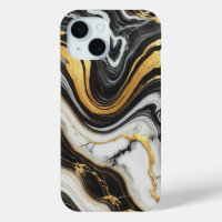 Liquid Gold Black White Marble Look Glam Mariage 