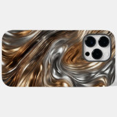 Coques Case-Mate iPhone Liquid Metal Luxe : Abstrait Argent & Or (Verso (horizontal))