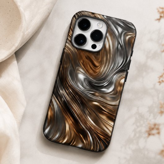 Coques Case-Mate iPhone Liquid Metal Luxe : Abstrait Argent & Or