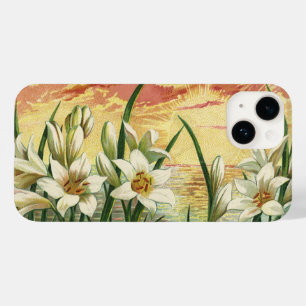 Coques Pour iPhone Lis de Pâques vintage au lever du soleil et anges 