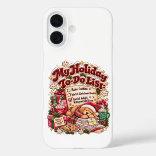 Coques iPhone 16 Liste de Noël drôle à faire Sarcasme Chien Vacance