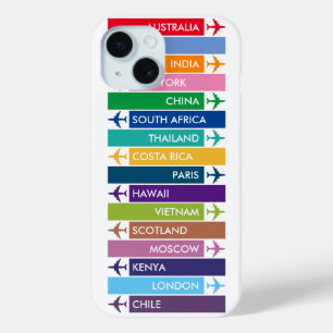 Coque Pour iPhone 15 Liste des compartiments de voyage colorés
