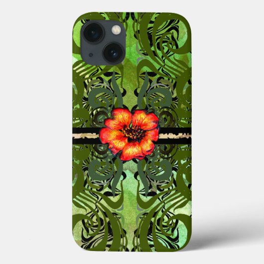 Coques Case-Mate iPhone Little Red Flower on green (Verso)