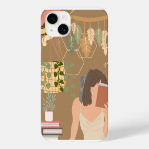 Coque Pour iPhone 14 Plus Livre de lecture de la femme esthétique brune