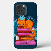 Coques Case-Mate iPhone Livres Approuvés Personnalisés Chat Turquoise (Verso)