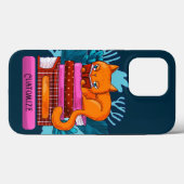 Coques Case-Mate iPhone Livres Approuvés Personnalisés Chat Turquoise (Verso (horizontal))
