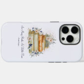 Coques Case-Mate iPhone Livres en piles Citation Fleurs Beiges Bleues Vint (Verso (horizontal))