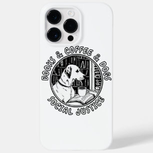 Coque Pour Pour iPhone 14 Pro Max Livres Et Café Et Chiens Et Justice Sociale