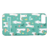 Coques Case-Mate iPhone Llama et cactus estampillés en Monogramme vert (Dos (Horizontal))