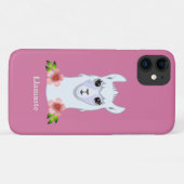 Coques Case-Mate iPhone Llama et fleurs sur or rose (Dos (Horizontal))