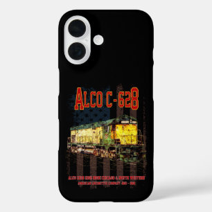 Coques iPhone 16 Locomotive diesel Alco C-628 et drapeau américain