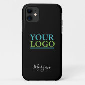 Coques Case-Mate iPhone Logo/Art/Photo, Nom Script blanc, Noir (Dos)