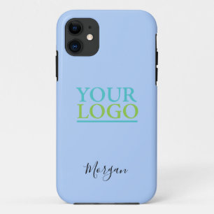 Case-Mate iPhone Case Logo/Art/Photo, Nom Script noir, Bleu pâle