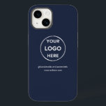 Coque Pour iPhone 14 Logo d'affaires bleu marine sur mesure<br><div class="desc">Faites la promotion de votre marque avec ce Coque OtterBox 14 Pro personnalisable. Ce design comprend votre propre logo et des informations sur les médias sociaux, ainsi qu'un espace pour une adresse de page d'accueil personnalisée. Parfait pour les cadeaux, les salons professionnels et autres événements promotionnels. Besoin d'aide pour la...</div>