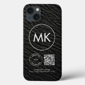 Coques Case-Mate iPhone Logo de l'entreprise Code QR Monogramme Noir Faux  (Verso)