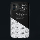 Case-Mate iPhone Case Logo de l'entreprise Coloris Nom du Motif Titre Co<br><div class="desc">Ce boîtier de téléphone d'affaires moderne et simple est parfait pour tous les coiffeurs, maquilleurs, technologie de l'ongle, esthéticienne, esthétique, boulanger, cuisinier et beaucoup plus de professions. Il dispose d'une place pour votre logo en haut, avec votre nom et titre sur le dessus d'un bloc de couleur en diagonale noire...</div>