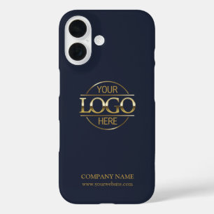 Coques iPhone 16 Logo de l'entreprise de promotion bleue minimalist