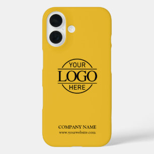Coques iPhone 16 Logo de l'entreprise de promotion jaune minimal
