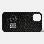 Coques Case-Mate iPhone Logo de l'entreprise QR Nom du code Black Faux Lea (Verso (horizontal))