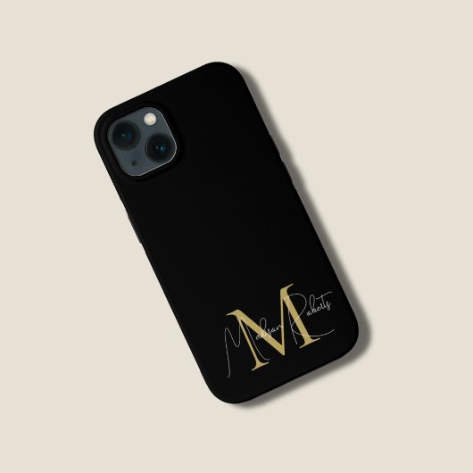 Coques Case-Mate iPhone logo de nom de script de monogramme moderne noir