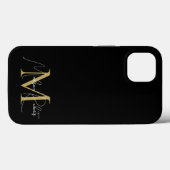 Coques Case-Mate iPhone logo de nom de script de monogramme moderne noir (Verso (horizontal))