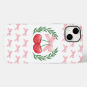 Coques Case-Mate iPhone Logo de Prppy Cherries Pink Bows et Laurel Wreath (Verso (horizontal))