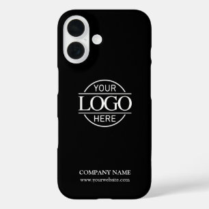 Coques iPhone 16 Logo de société de promotion noir minimaliste