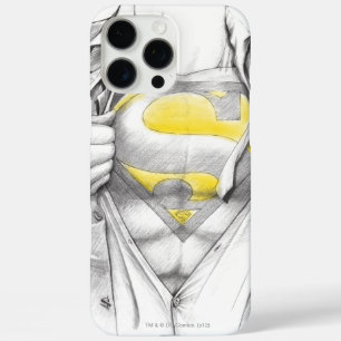 iPhone 16 Pro Max Case Logo de Superman de la poitrine esquissée