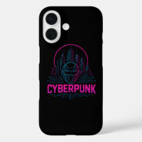 Logo de ville néon Cyberpunk – Esthétique technolo