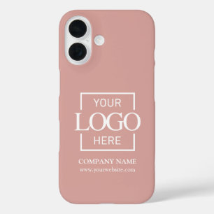 Coques iPhone 16 Logo d'entreprise Apple rose simple et élégant