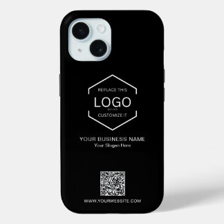 Coque Pour iPhone 15 Logo d'entreprise minimaliste de code QR