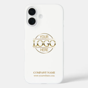 Coques iPhone 16 Logo d'entreprise promotionnel blanc élégant