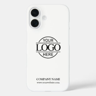 Coques iPhone 16 Logo d'entreprise promotionnel blanc minimaliste