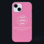 Coque Pour iPhone 15 Logo d'entreprise rose personnalisé<br><div class="desc">Faites la promotion de votre marque avec ce Coque iphone personnalisable. Ce design comprend votre propre logo et des informations sur les médias sociaux, ainsi qu'un espace pour une adresse de page d'accueil personnalisée. Parfait pour les cadeaux, les salons professionnels et autres événements promotionnels. Besoin d'aide pour la personnalisation ?...</div>