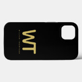 Coques Case-Mate iPhone Logo des initiales en or noir personnalisées (Verso (horizontal))