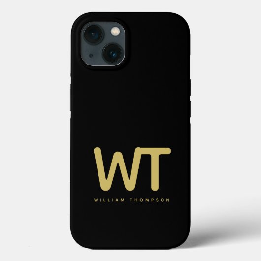 Coques Case-Mate iPhone Logo des initiales en or noir personnalisées (Verso)