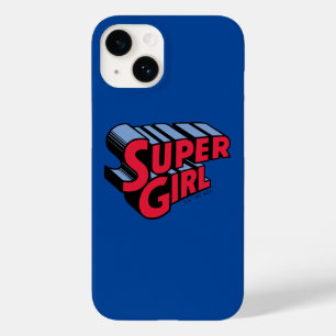 Coque Pour iPhone 14 Logo du nom empilé de la superfille rouge et bleue