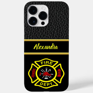 Coque Pour Pour iPhone 14 Pro Max Logo du service d'incendie Badge noir et jaune