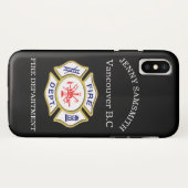 Coques Case-Mate iPhone Logo du service d'incendie Bleu et blanc Badge or (Dos (Horizontal))