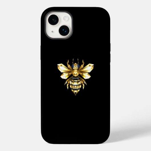 Coques Case-Mate iPhone Logo Faux Gold Foil Bee Polygonal sur Noir (Verso)