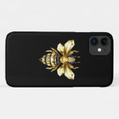 Coques Case-Mate iPhone Logo Faux Gold Foil Bee Polygonal sur Noir (Dos (Horizontal))