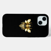 Coques Case-Mate iPhone Logo Faux Gold Foil Bee Polygonal sur Noir (Verso (horizontal))